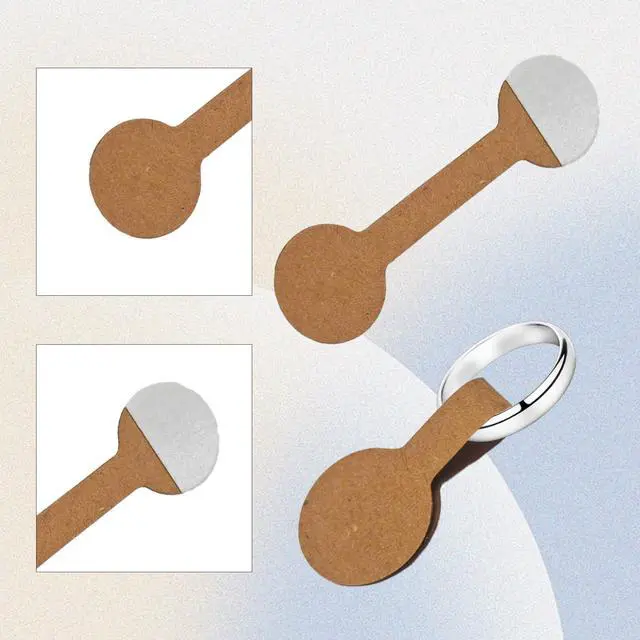 Alt view image 5 of 7 - 100Pcs Blank Jewelry Price Tags, Self Adhesive Label Stickers for Ring, Necklace, Bracelet, Earring, Display Cards, Easy Peel Off, Kraft Paper Hang Tags for Retail, Craft Shows (Round)