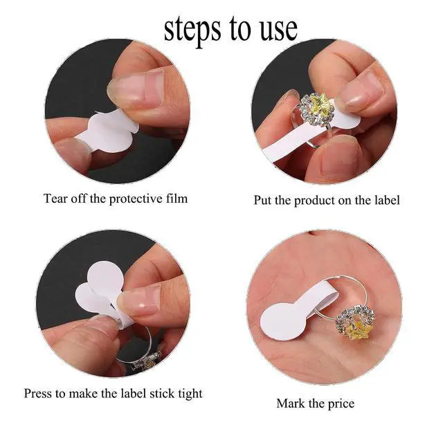 Alt view image 5 of 7 - 1000PCS Jewelry Price Tags Stickers,Price Stickers White Blank Price Tags, Small Business Price Labels Self Adhesive Roll for Clothing Ring Necklace Earring Price Identify Label (White)