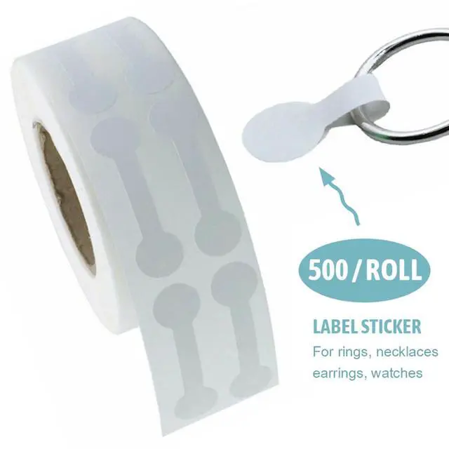 Alt view image 6 of 6 - 2000PCS Price Stickers for Small Business Jewelry Price Tags Self Adhesive White Blank Jewelry Price Label Roll for Clothing Ring Necklace Earring Price Identify Round Label (White)