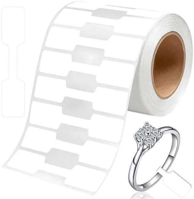 Main image of 500PCS Roll Jewelry Price Tags,Self-Adhesive White Blank Jewelry Tags for Pricing,Labels Rectangle Shape Stickers Roll for Necklace Earring Bracelet Ring Price Identify (White)