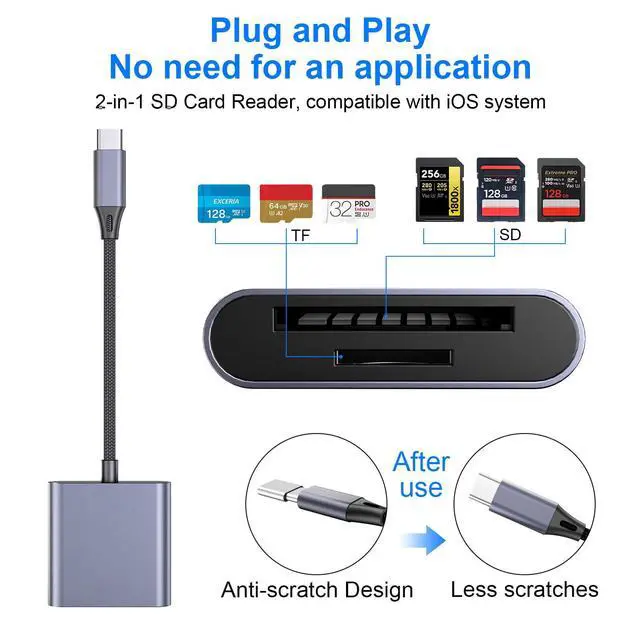 Alt view image 2 of 7 - 1PCS USB C to SD Card Reader, Supports SD and TF Memory Cards