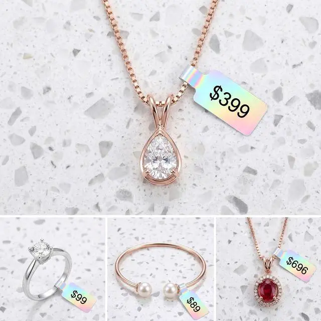 Alt view image 3 of 7 - 1000 Pcs Price Tags Stickers Roll for Necklace Earring Price Identify, Self Adhesive Jewelry Tags Roll for Necklace, Earring, Bracelet, Ring, Display