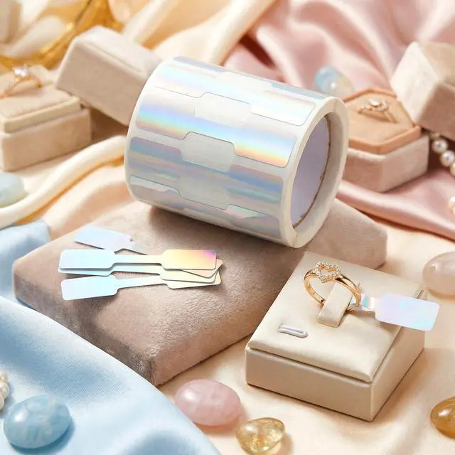 Alt view image 4 of 7 - 1000 Pcs Price Tags Stickers Roll for Necklace Earring Price Identify, Self Adhesive Jewelry Tags Roll for Necklace, Earring, Bracelet, Ring, Display