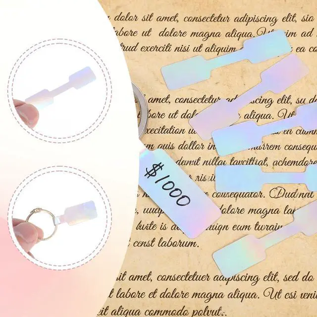 Alt view image 5 of 7 - 1000 Pcs Price Tags Stickers Roll for Necklace Earring Price Identify, Self Adhesive Jewelry Tags Roll for Necklace, Earring, Bracelet, Ring, Display