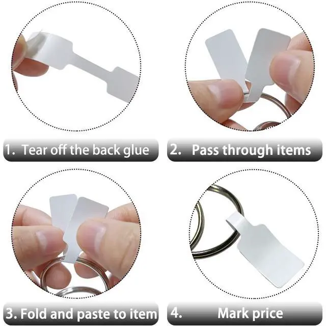 Alt view image 3 of 7 - 200Pcs Blank Jewelry Price Tags Stickers Indentification Tags, Jewelry Price Tags Self Adhesive, Necklace Earring Price Identify Rectangle Label, Barbell Label for Jewelry Display Price Display