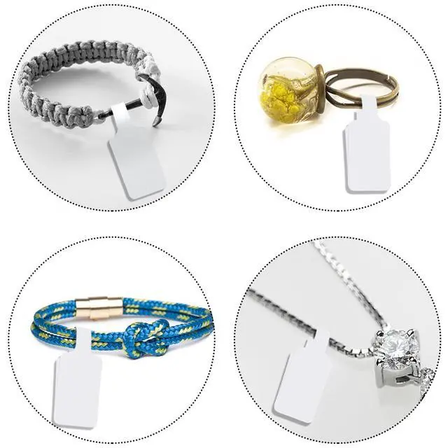 Alt view image 6 of 7 - 200Pcs Blank Jewelry Price Tags Stickers Indentification Tags, Jewelry Price Tags Self Adhesive, Necklace Earring Price Identify Rectangle Label, Barbell Label for Jewelry Display Price Display