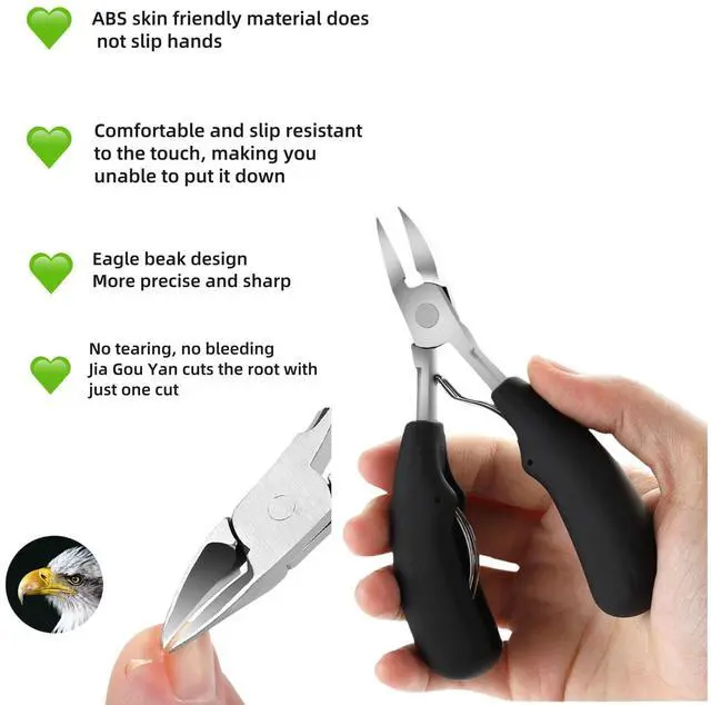 Alt view image 2 of 7 - Professional Toenail Clippers for Thick & Ingrown Nails - Extra Sharp Curved Blade, Double Spring, Non-Slip Handle - Podiatrist Recommended for Men/Seniors with Hard/Thick Toenails (Black)
