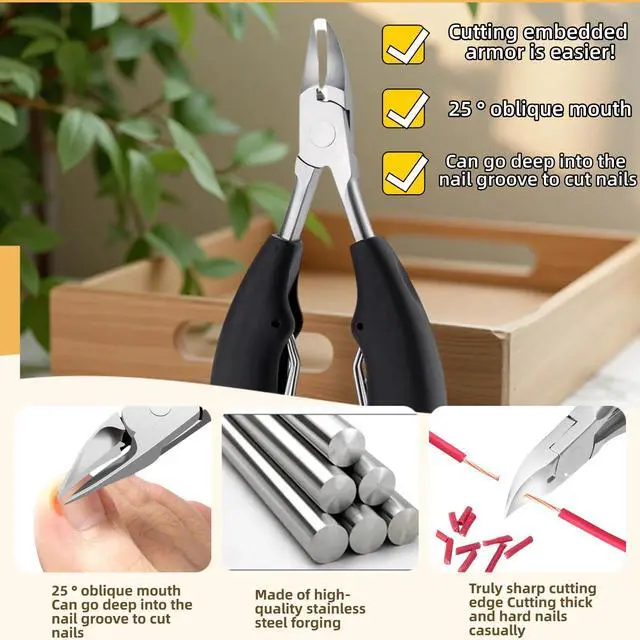 Alt view image 4 of 7 - Professional Toenail Clippers for Thick & Ingrown Nails - Extra Sharp Curved Blade, Double Spring, Non-Slip Handle - Podiatrist Recommended for Men/Seniors with Hard/Thick Toenails (Black)