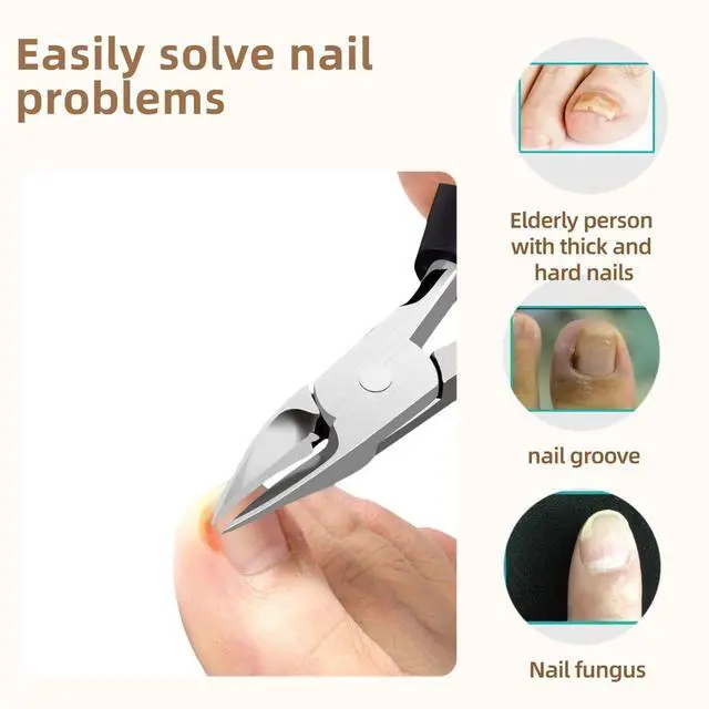 Alt view image 7 of 7 - Professional Toenail Clippers for Thick & Ingrown Nails - Extra Sharp Curved Blade, Double Spring, Non-Slip Handle - Podiatrist Recommended for Men/Seniors with Hard/Thick Toenails (Black)