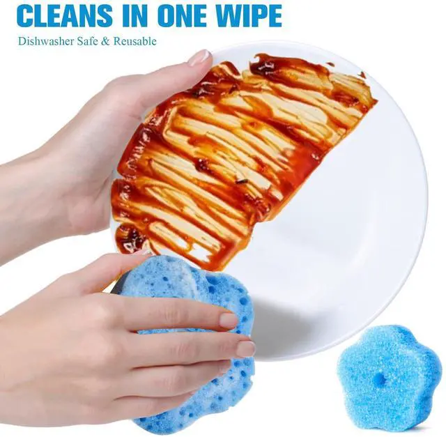 Alt view image 2 of 7 - 6-Pack Dishwasher Detergent and Deodorizer Tablets with Kitchen Sponge, Deep Clean Formula, Dishwasher Safe, Removes Scale, Odors, and Hard Water Residue (Lemon Scent)
