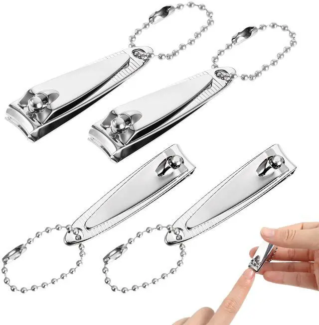 Main image of 4 Pcs Nail Clipper, 2'' Mini Nail Clippers Travel Fingernail Clippers with Keychain and File Stainless Steel Nails Cutters Straight Edge Toenail Clippers for Men Women