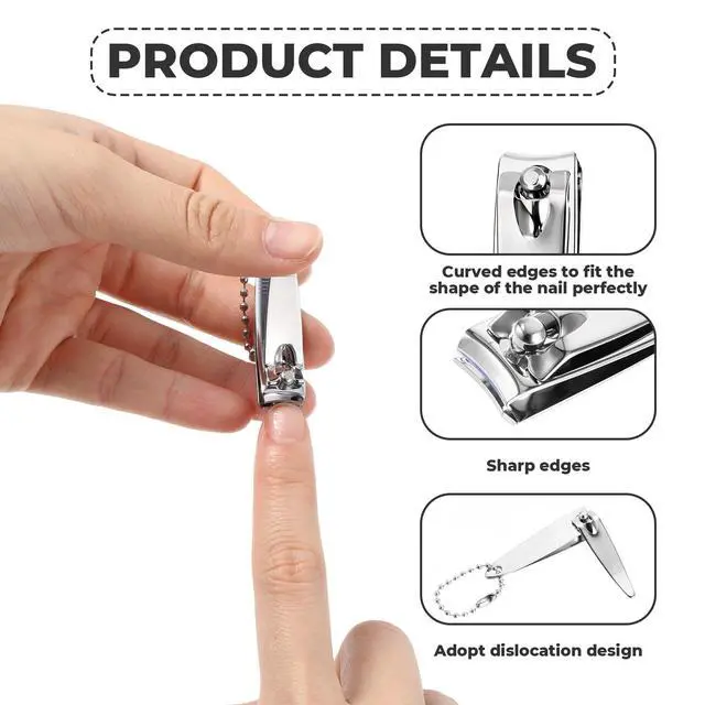Alt view image 3 of 7 - 4 Pcs Nail Clipper, 2'' Mini Nail Clippers Travel Fingernail Clippers with Keychain and File Stainless Steel Nails Cutters Straight Edge Toenail Clippers for Men Women