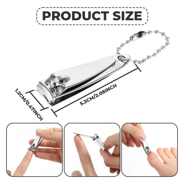 Alt view image 2 of 7 - 4 Pcs Nail Clipper, 2'' Mini Nail Clippers Travel Fingernail Clippers with Keychain and File Stainless Steel Nails Cutters Straight Edge Toenail Clippers for Men Women