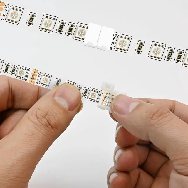 Alt view image 3 of 7 - 20-Pack PBT Fireproof 4-Pin LED Strip Connectors, Solderless Gapless Adapter for 10mm Wide RGB 5050 Light Strips, Ultra-Stable Extension and Splice Kit for DIY Lighting Projects (10MM-4PIN)