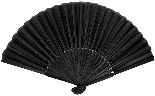 Main image of Black Folding Hand Classic Style Fan Fabric Bamboo Ribs Hand Held Chinese/Spanish Foldable Fan for Wedding, Party Favor, Performance, Dance, Home Decorations, Festival, Gift