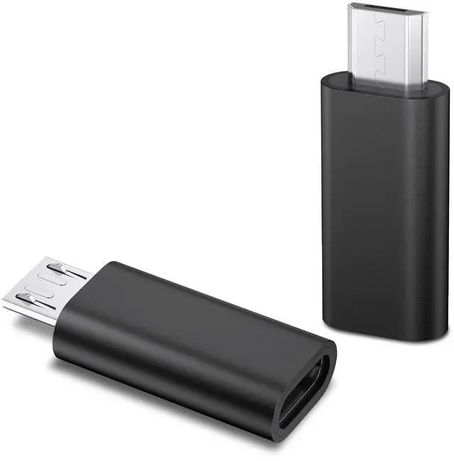 Main image of 2 Pack Micro USB to USB C Adapter, Data Transfer Adapter, for Galaxy S7/S7 Edge/S6/J7, LG G4, and More Devices (Black)