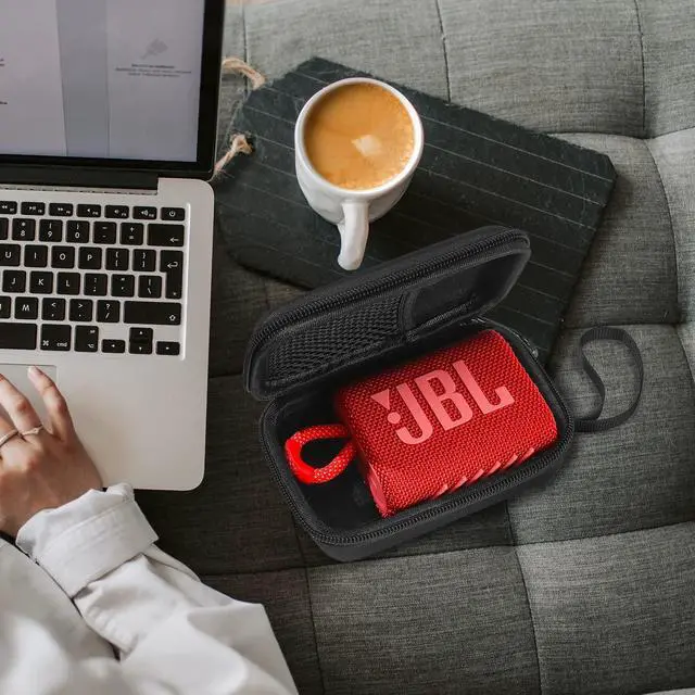 Alt view image 6 of 7 - Hard Case Compatible with JBL Go 4 and Go 3, EVA Case for Protection and Outdoor, Black Pouch Compatible with Go 3 Eco with Black Liner