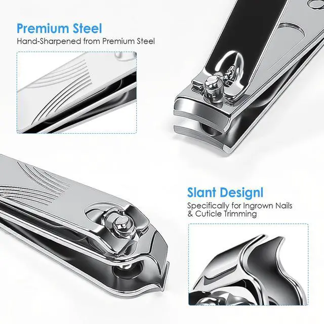 Alt view image 3 of 7 - 4-in-1 Nail Clippers Set, Magnetic Case Manicure Kit, Sharp Stainless Steel Silver Nail Cutter, Pedicure Tools for Men & Women