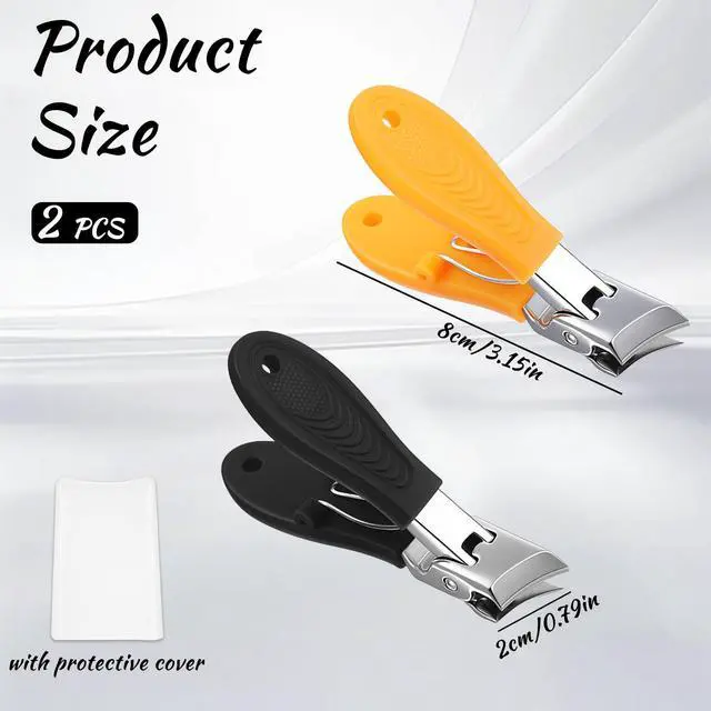 Alt view image 2 of 7 - 2 Pack Wide Jaw Opening Anti-Splash Slanted Nail Clippers, Curve Ingrown Angled Nail Clippers for Women Men Fingernail Ingrown Toenails Thick Nails (Orange & Black)