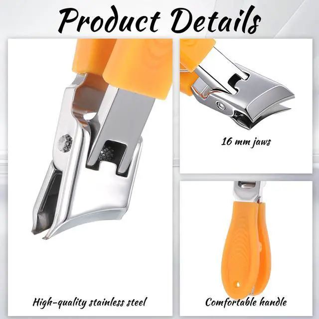 Alt view image 3 of 7 - 2 Pack Wide Jaw Opening Anti-Splash Slanted Nail Clippers, Curve Ingrown Angled Nail Clippers for Women Men Fingernail Ingrown Toenails Thick Nails (Orange & Black)