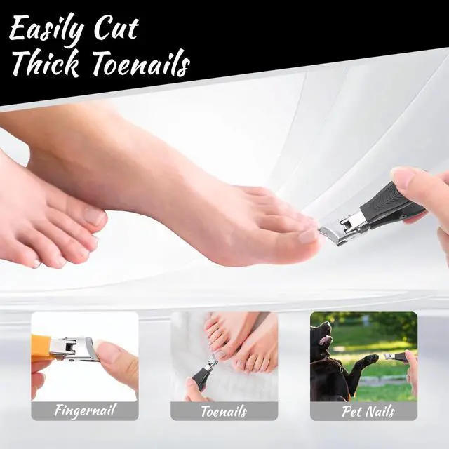 Alt view image 7 of 7 - 2 Pack Wide Jaw Opening Anti-Splash Slanted Nail Clippers, Curve Ingrown Angled Nail Clippers for Women Men Fingernail Ingrown Toenails Thick Nails (Orange & Black)