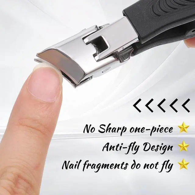 Alt view image 6 of 7 - 2 Pack Wide Jaw Opening Anti-Splash Slanted Nail Clippers, Curve Ingrown Angled Nail Clippers for Women Men Fingernail Ingrown Toenails Thick Nails (Orange & Black)