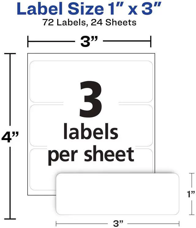 Alt view image 4 of 6 - Multi-Use Removable Labels, 1" x 3", White, Non-Printable, 72 Blank Labels Total (6728)