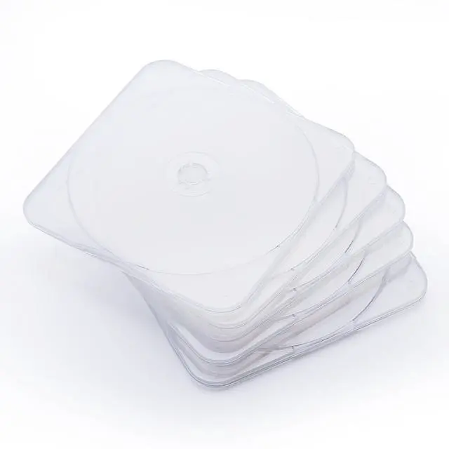 Main image of 25 Pack Ultra Slim Clear Transparent Square Shaped CD and DVD Disc Clam Shell Case with Lock, Single Disc Capacity, Durable and Impact Resistant PP Poly Plastic Case.
