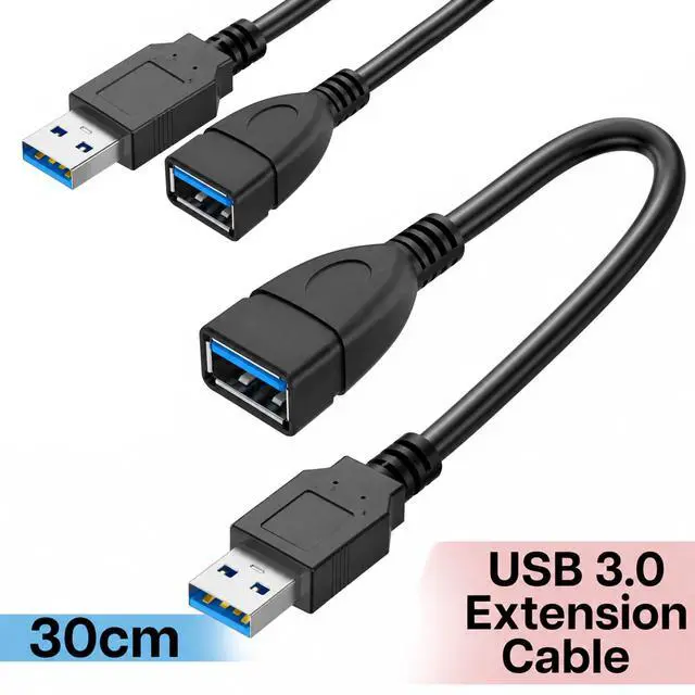 Alt view image 2 of 7 - 2-Pack 1 Foot USB 3.0 Extension Cable, A Male to Female