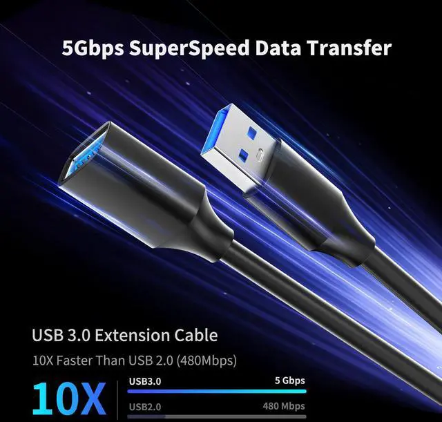 Alt view image 2 of 7 - USB 3.0 Extension Cable 3.3FT, USB Extender Cord Male to Female 1Pack