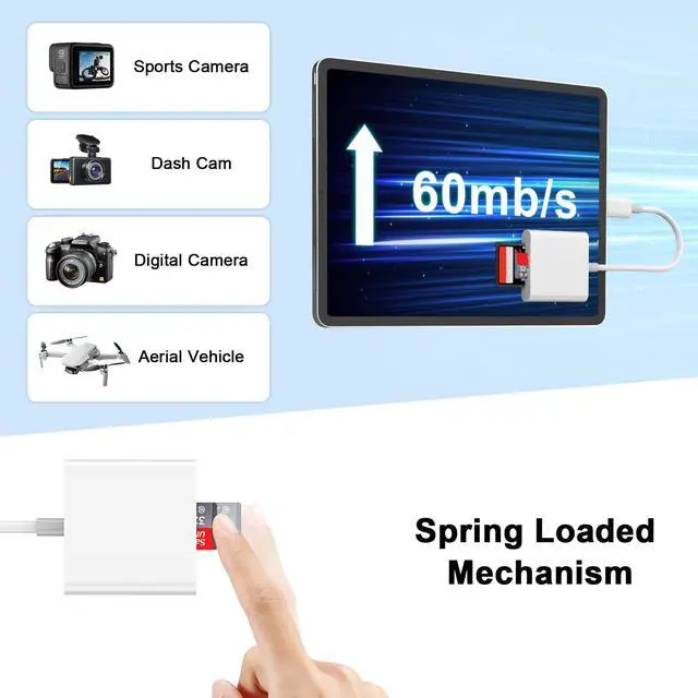 Alt view image 2 of 7 - Apple MFi Certified 2-in-1 USB C to SD/TF Card Reader for iPhone 17 16 15