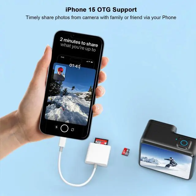 Alt view image 6 of 7 - Apple MFi Certified 2-in-1 USB C to SD/TF Card Reader for iPhone 17 16 15