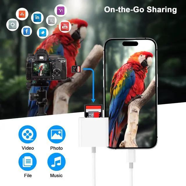 Alt view image 7 of 7 - Apple MFi Certified 2-in-1 USB C to SD/TF Card Reader for iPhone 17 16 15