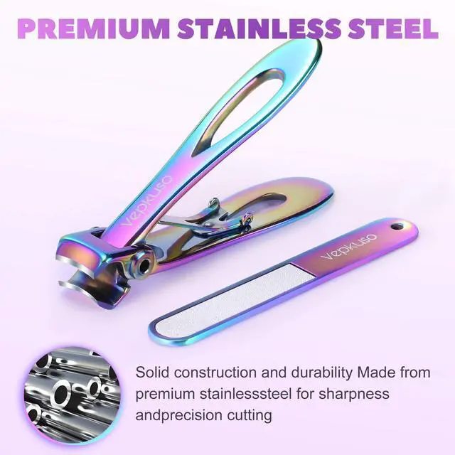 Alt view image 4 of 6 - Toenail Clippers for Thick Toenails for Seniors Vepkuso Ultra Sharp Nail Clippers for Women Large German Fingernail Clippers Cutter Set for Tough Nails, Men, Adult,Gift Idea