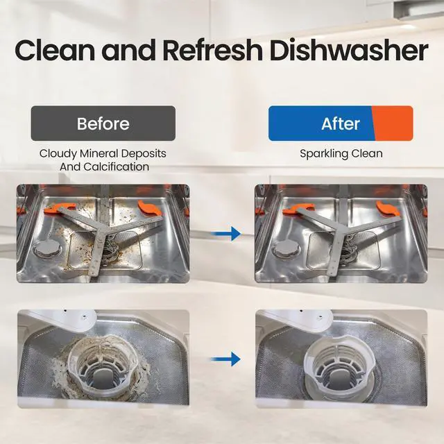 Alt view image 4 of 7 - Dishwasher Cleaning Tablets -30 Pack Cleaner and Deodorizer -15 Month Suply for Hard Water Dish Washer Machine, Non Toxic Tabs for Dish, Septic Safe & Odor Remover, Lemon Scent