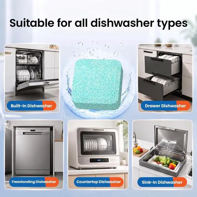 Alt view image 5 of 7 - Dishwasher Cleaning Tablets -30 Pack Cleaner and Deodorizer -15 Month Suply for Hard Water Dish Washer Machine, Non Toxic Tabs for Dish, Septic Safe & Odor Remover, Lemon Scent