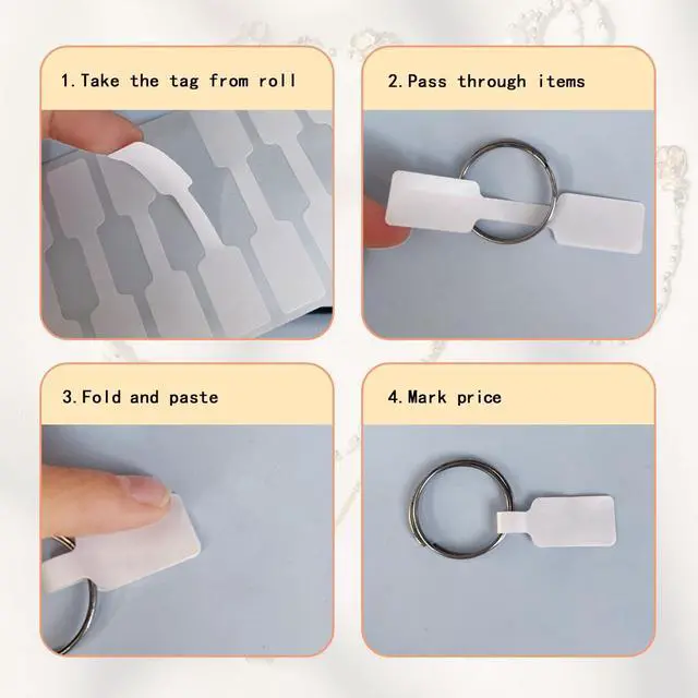 Alt view image 4 of 5 - 1000 PCS Self-Adhesive Blank Jewelry Price Tags, ewelry Tags Price Tags Stickers, for Bracelet, Ring, Clothing Display