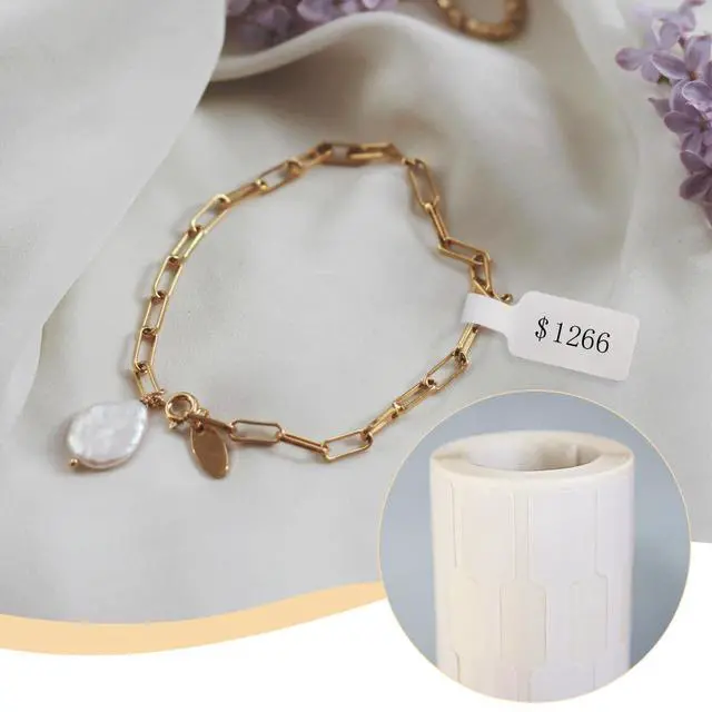 Alt view image 5 of 5 - 1000 PCS Self-Adhesive Blank Jewelry Price Tags, ewelry Tags Price Tags Stickers, for Bracelet, Ring, Clothing Display