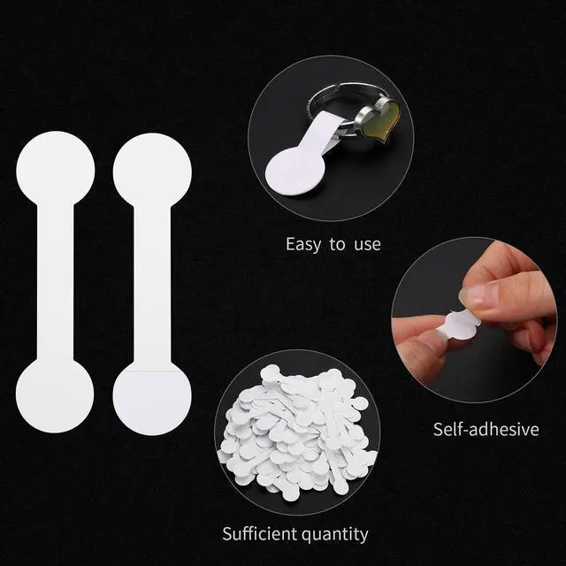 Alt view image 2 of 7 - 1000 Pieces Barbell Jewelry Tags for Necklace Earring Price Identify, White Round Identification Labels, Self Adhesive for Bracelet, Ring, Clothing Display