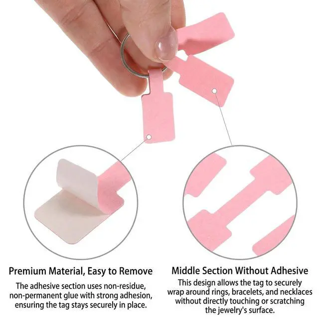 Alt view image 3 of 7 - 200 PCS Jewelry Price Tags Stickers, Self-Adhesive Jewelry Tags for Pricing, Jewellery Price Tag Stickers for Rings, Necklaces, Bracelets, Earrings, Pink