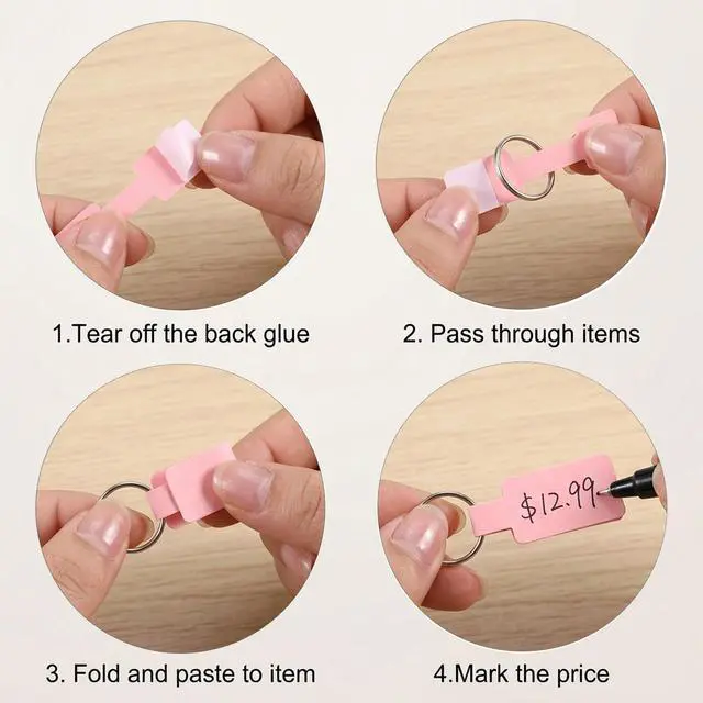 Alt view image 6 of 7 - 200 PCS Jewelry Price Tags Stickers, Self-Adhesive Jewelry Tags for Pricing, Jewellery Price Tag Stickers for Rings, Necklaces, Bracelets, Earrings, Pink