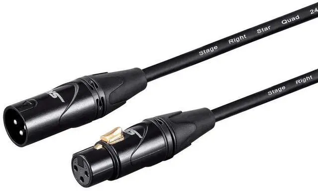 Main image of Starquad XLR Male to XLR Female Microphone Cable - 1.5 Feet - Black, 24AWG, Optimized for Analog Audio - Gold Contacts - Stage Right Series