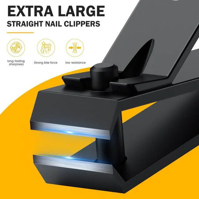 Alt view image 2 of 7 - Large Toe Nail Clippers for Thick Nails - Straight Edge Nails Clipper for Men, Toenails Clipper for Seniors, Heavy Duty Stainless Steel Fingernail Clippers for Women, Thick Toenails Tool - Black