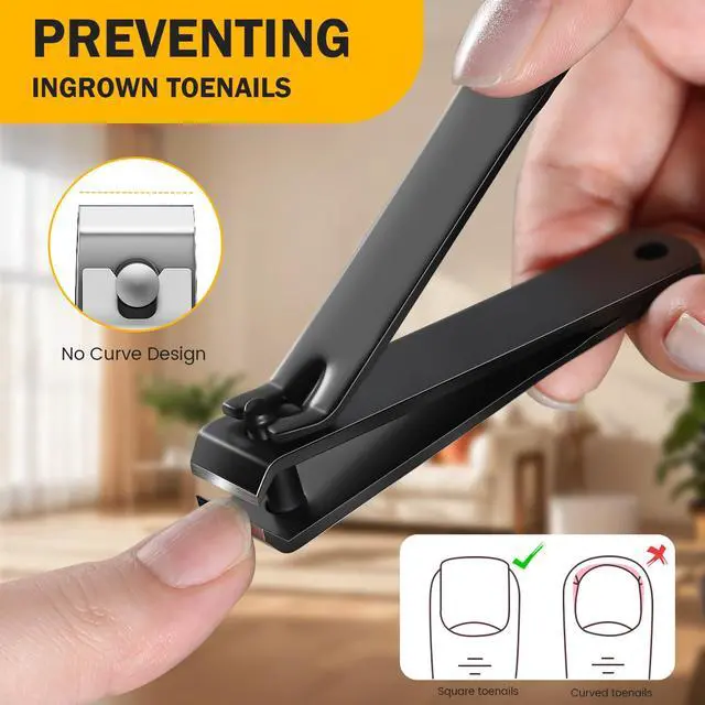 Alt view image 3 of 7 - Large Toe Nail Clippers for Thick Nails - Straight Edge Nails Clipper for Men, Toenails Clipper for Seniors, Heavy Duty Stainless Steel Fingernail Clippers for Women, Thick Toenails Tool - Black