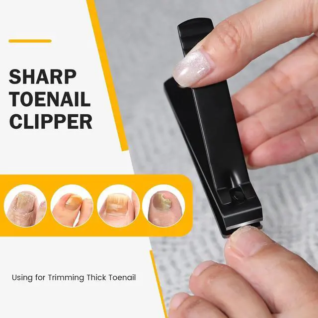 Alt view image 4 of 7 - Large Toe Nail Clippers for Thick Nails - Straight Edge Nails Clipper for Men, Toenails Clipper for Seniors, Heavy Duty Stainless Steel Fingernail Clippers for Women, Thick Toenails Tool - Black