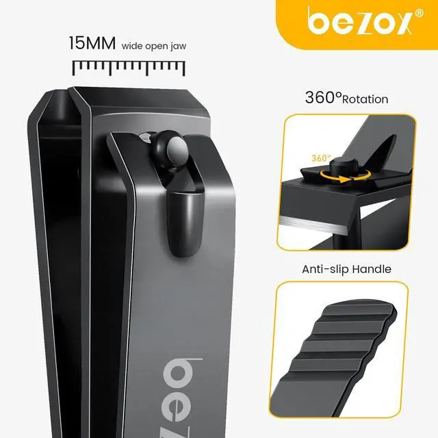 Alt view image 5 of 7 - Large Toe Nail Clippers for Thick Nails - Straight Edge Nails Clipper for Men, Toenails Clipper for Seniors, Heavy Duty Stainless Steel Fingernail Clippers for Women, Thick Toenails Tool - Black