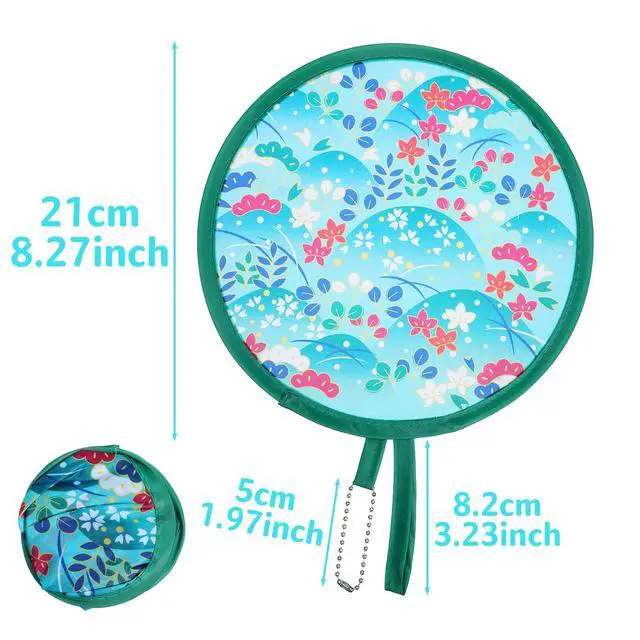 Alt view image 2 of 7 - 4 Pcs Round Foldable Fans, Handheld Fan Foldable Portable Fans Colorful Floral Cooling Fan Japanese Folding-Fan Handheld for Travel, Events, Festival, Indoor & Outdoor