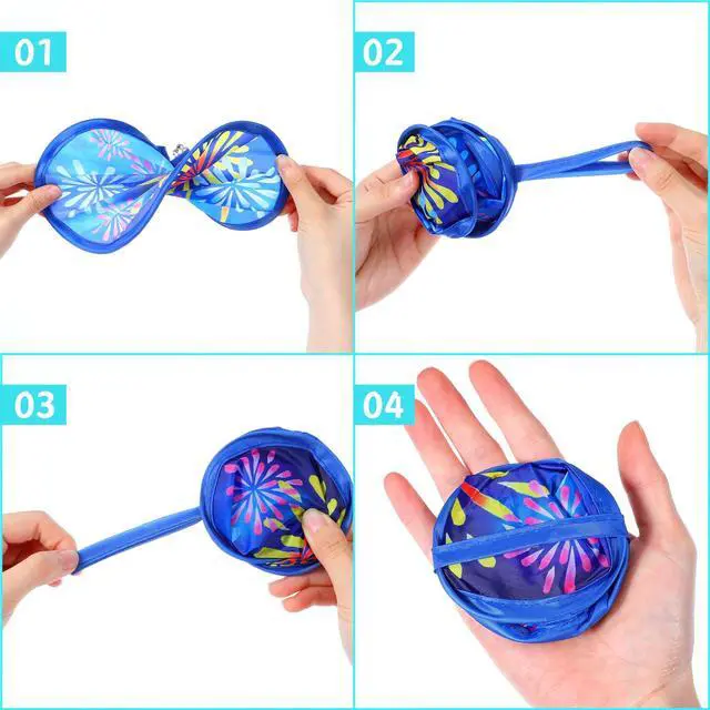 Alt view image 4 of 7 - 4 Pcs Round Foldable Fans, Handheld Fan Foldable Portable Fans Colorful Floral Cooling Fan Japanese Folding-Fan Handheld for Travel, Events, Festival, Indoor & Outdoor