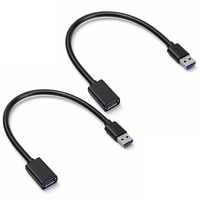Main image of 2 Pcs USB 3.0 Extension Cables 1FT Short USB A 3.0 Extender Cord Type A Male and Female Extension Cables Fast Data Transfer for Keyboards Mice Hard Disk Drives