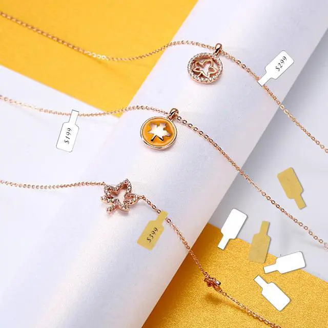 Alt view image 6 of 7 - White Jewelry Price Labels,Any Pen Will not be Smeared,No Glue in the Middle Folding Part,Suitable for Jewelry handicrafts,etc. (600 PCS,1 Bag)